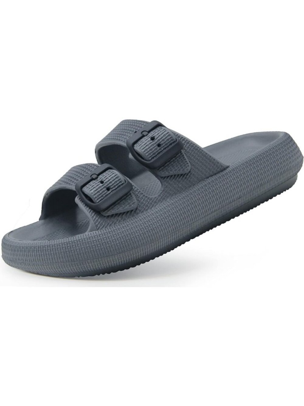Cozy Double Buckle Flat Slides Sandals for Women & Men | Pillow Comfort Slippers
